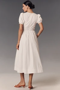Reformation Noor Puff-Sleeve Midi Dress