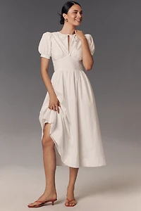 Reformation Noor Puff-Sleeve Midi Dress