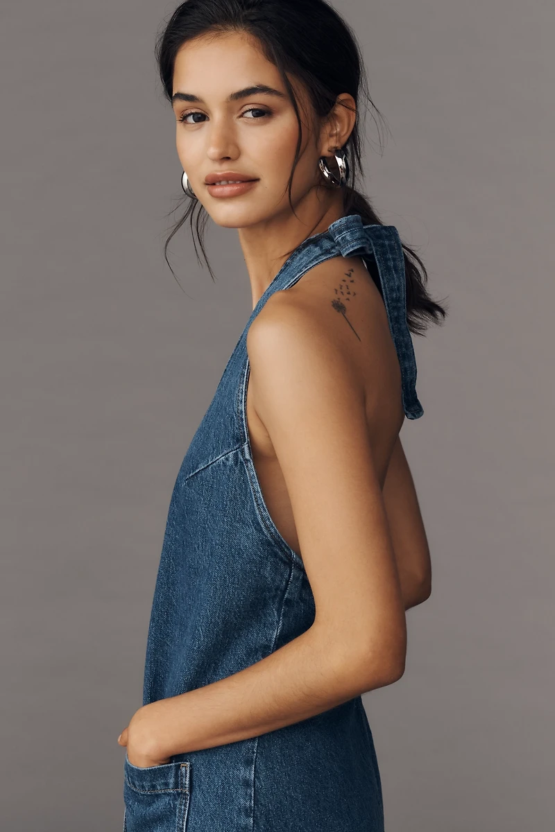 Reformation Brittany Halter Denim Mini Dress