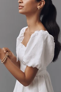 Reformation Malvina Linen Puff-Sleeve Mini Dress