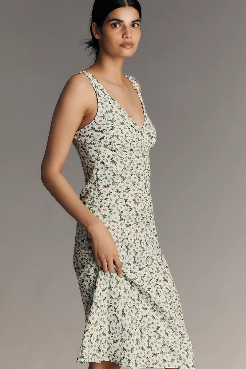 Reformation Beauden Sleeveless V-Neck Crepe Midi Dress