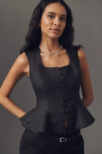 Reformation Paolina Linen Peplum Top