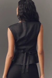 Reformation Paolina Linen Peplum Top