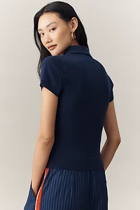 Reformation Bentley Cotton-Blend Short-Sleeve Polo Sweater