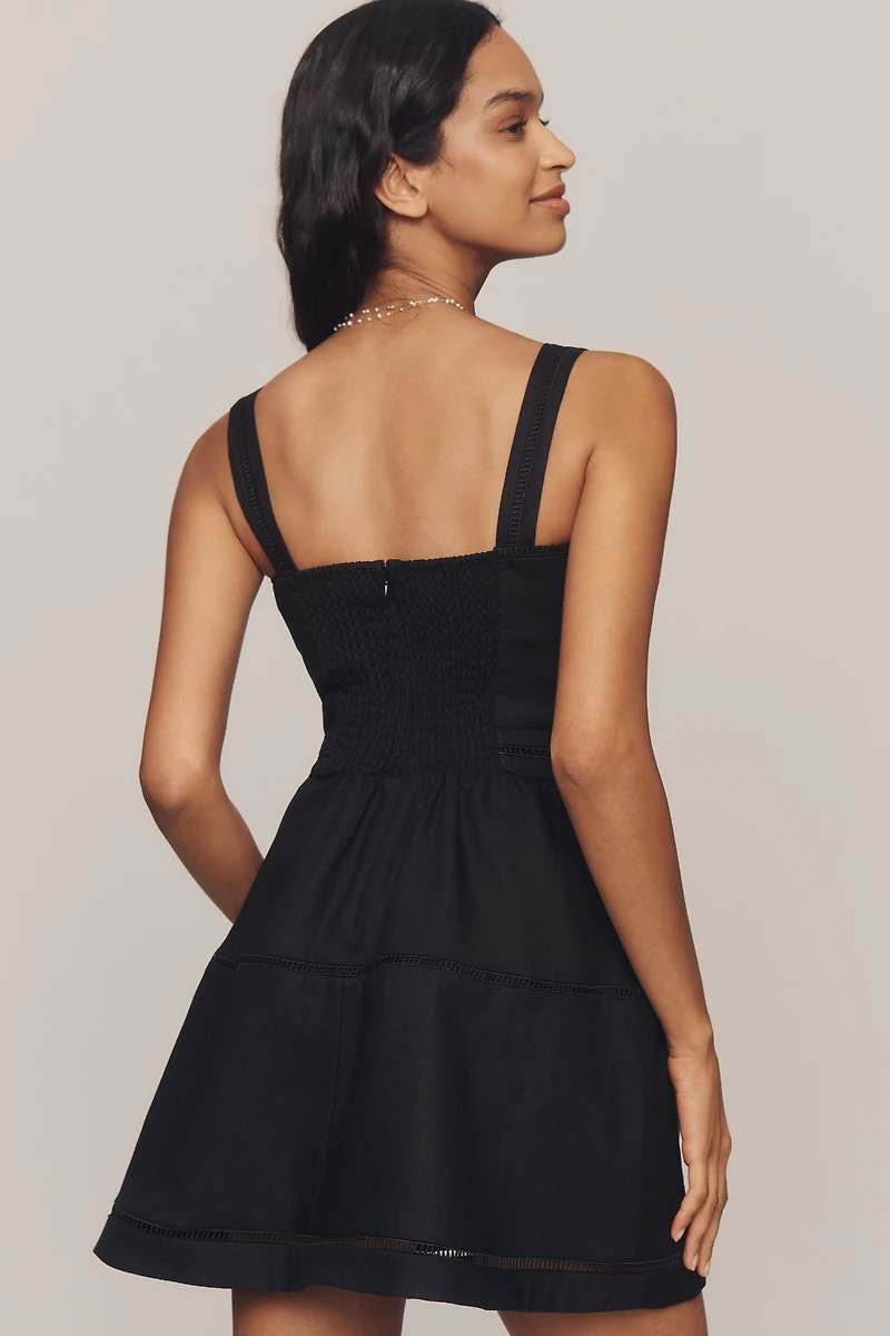 Reformation Everett Square-Neck Linen Mini Dress