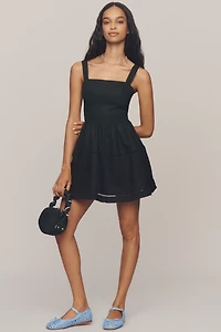 Reformation Everett Square-Neck Linen Mini Dress