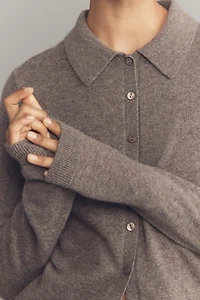Reformation Florentina Cashmere Collared Cardigan Sweater