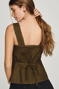 Reformation Viola 100% Linen Scalloped Tank
