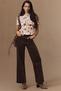 Reformation Aggie Short-Sleeve Smocked Top