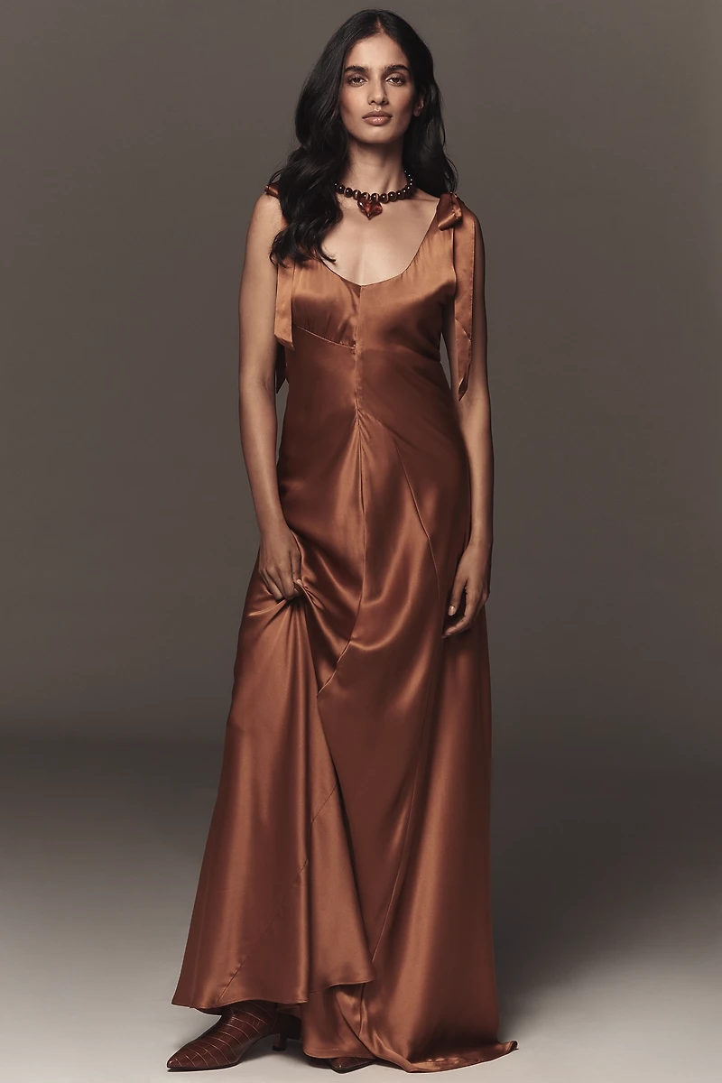 Reformation Pernille Tie-Strap Silk Maxi Dress