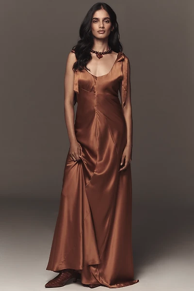 Reformation Pernille Tie-Strap Silk Maxi Dress