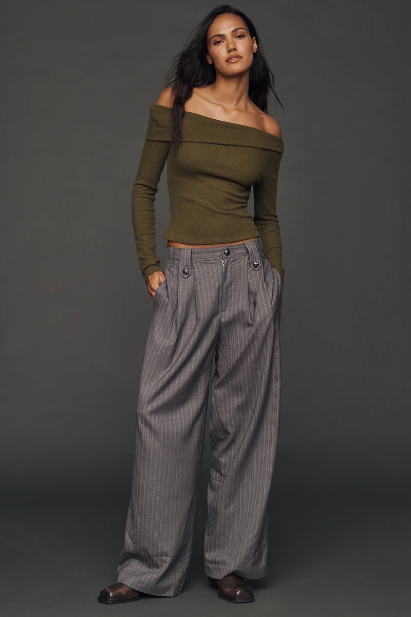 Reformation Elio Off-The-Shoulder Asymmetric Knit Top