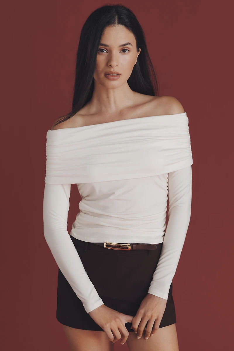 Reformation Florentina Knit Off-The-Shoulder Top