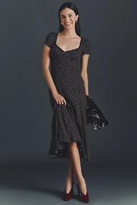 Reformation Afton Short-Sleeve A-Line Midi Dress