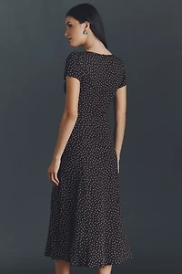Reformation Afton Short-Sleeve A-Line Midi Dress