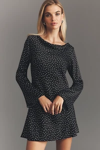 Reformation Pike Long-Sleeve Satin Mini Dress