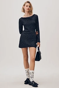 Reformation Pike Long-Sleeve Satin Mini Dress