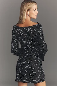 Reformation Pike Long-Sleeve Satin Mini Dress