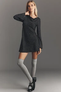 Reformation Pike Long-Sleeve Satin Mini Dress