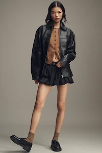 Reformation Veda Bennett Leather Shirt Jacket