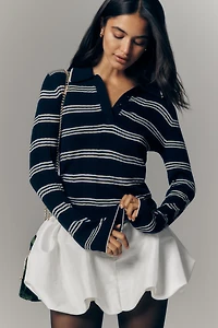 Reformation Hermia Long-Sleeve Polo Top