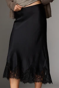Reformation Carolina Lace-Hem Silk Midi Skirt