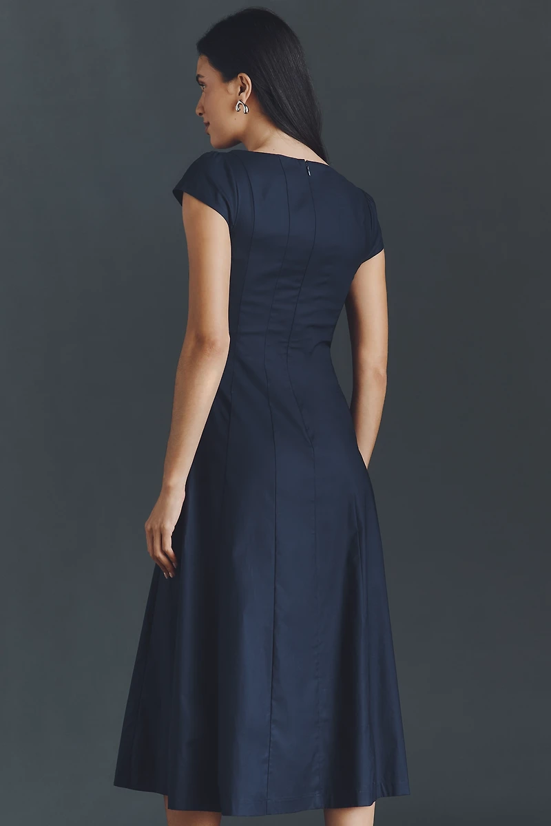 Reformation Harlie Cap-Sleeve A-Line Midi Dress
