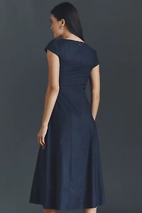 Reformation Harlie Cap-Sleeve A-Line Midi Dress