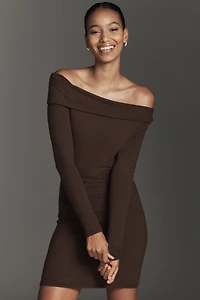 Reformation Elio Off-Shoulder Knit Mini Dress