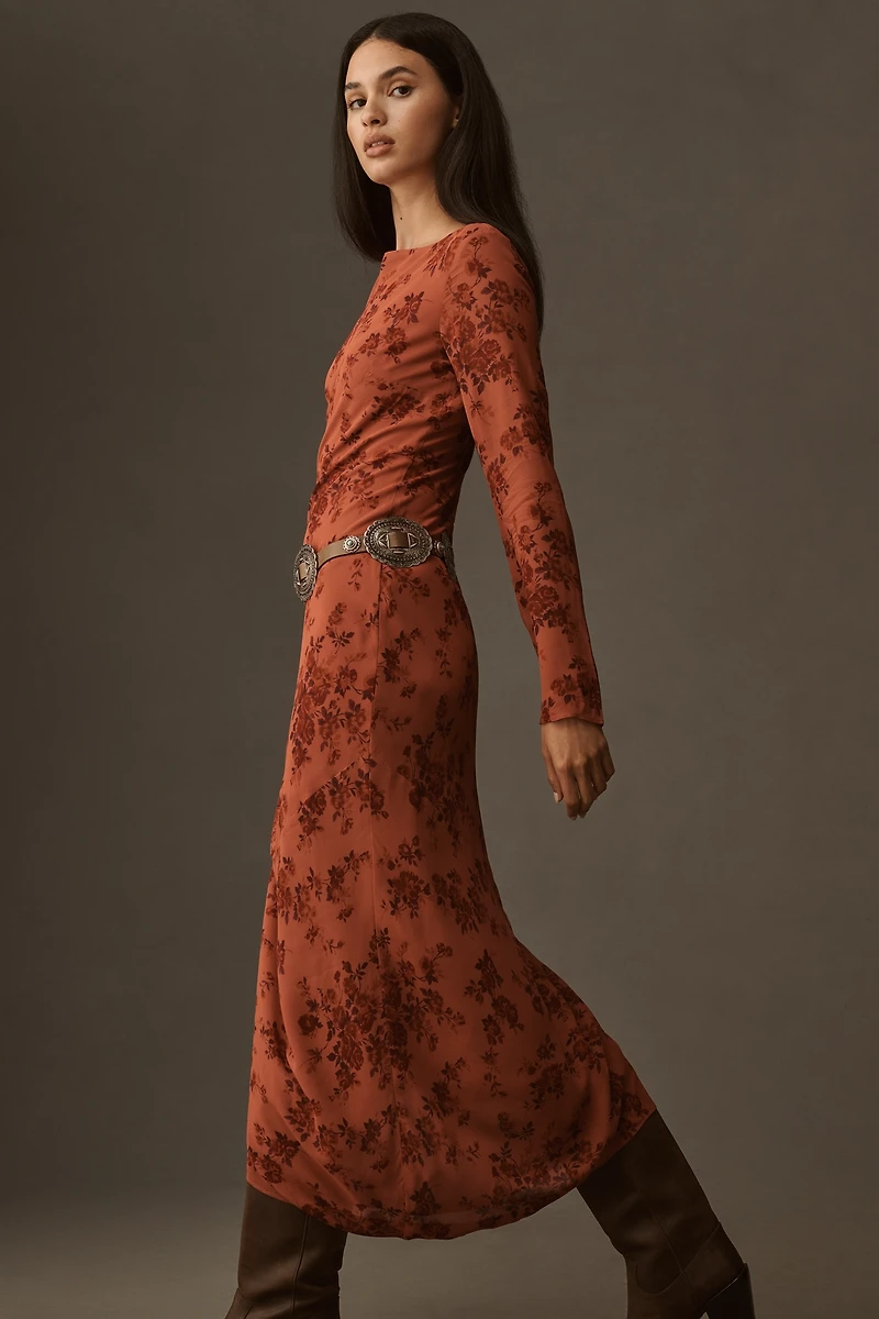 Reformation Esra Long-Sleeve Belted Maxi Dress