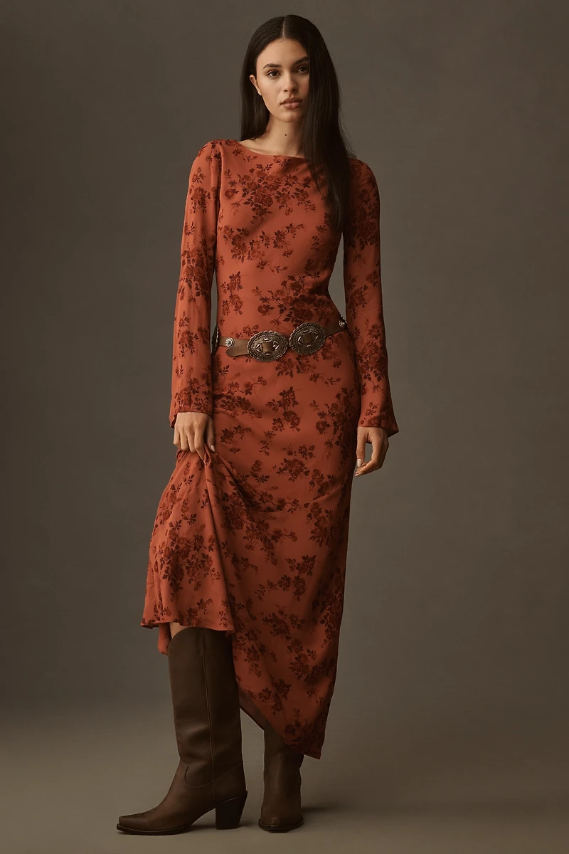 Reformation Esra Long-Sleeve Belted Maxi Dress