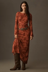 Reformation Esra Long-Sleeve Belted Maxi Dress