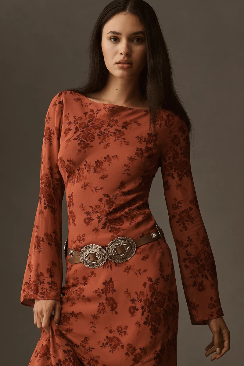 Reformation Esra Long-Sleeve Belted Maxi Dress