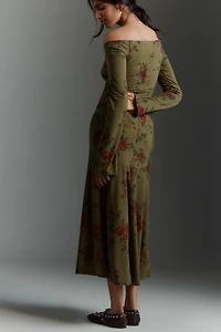 Reformation Lucca Knit Off-Shoulder Long-Sleeve Midi Dress