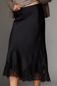 Reformation Carolina Lace-Hem Silk Midi Skirt