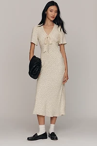 Reformation Tyra Short-Sleeve V-Neck Midi Dress