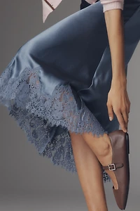 Reformation Carolina Silk Lace Pull-On Midi Skirt