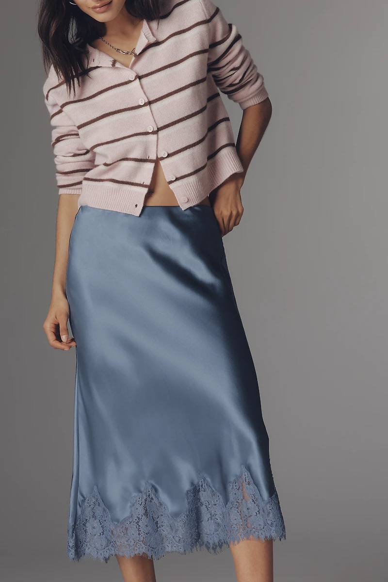 Reformation Carolina Silk Lace Pull-On Midi Skirt