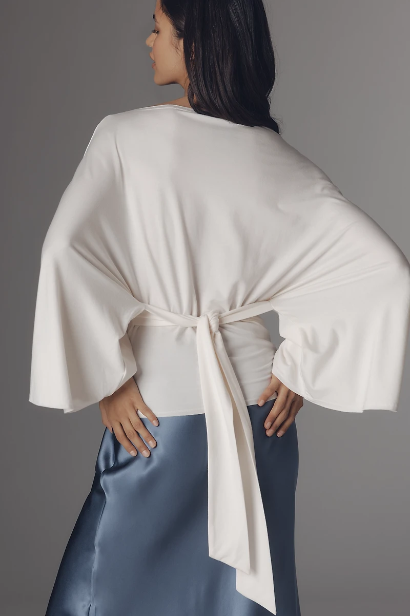Reformation Avery Knit Long-Sleeve Tie-Back Top