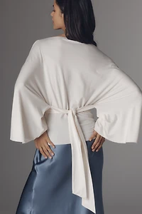 Reformation Avery Knit Long-Sleeve Tie-Back Top