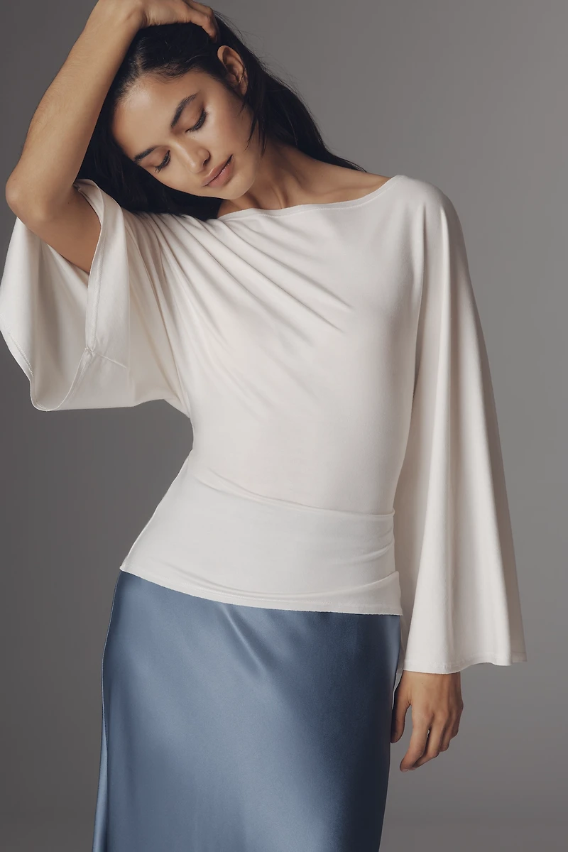 Reformation Avery Knit Long-Sleeve Tie-Back Top