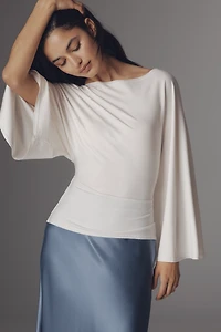 Reformation Avery Knit Long-Sleeve Tie-Back Top