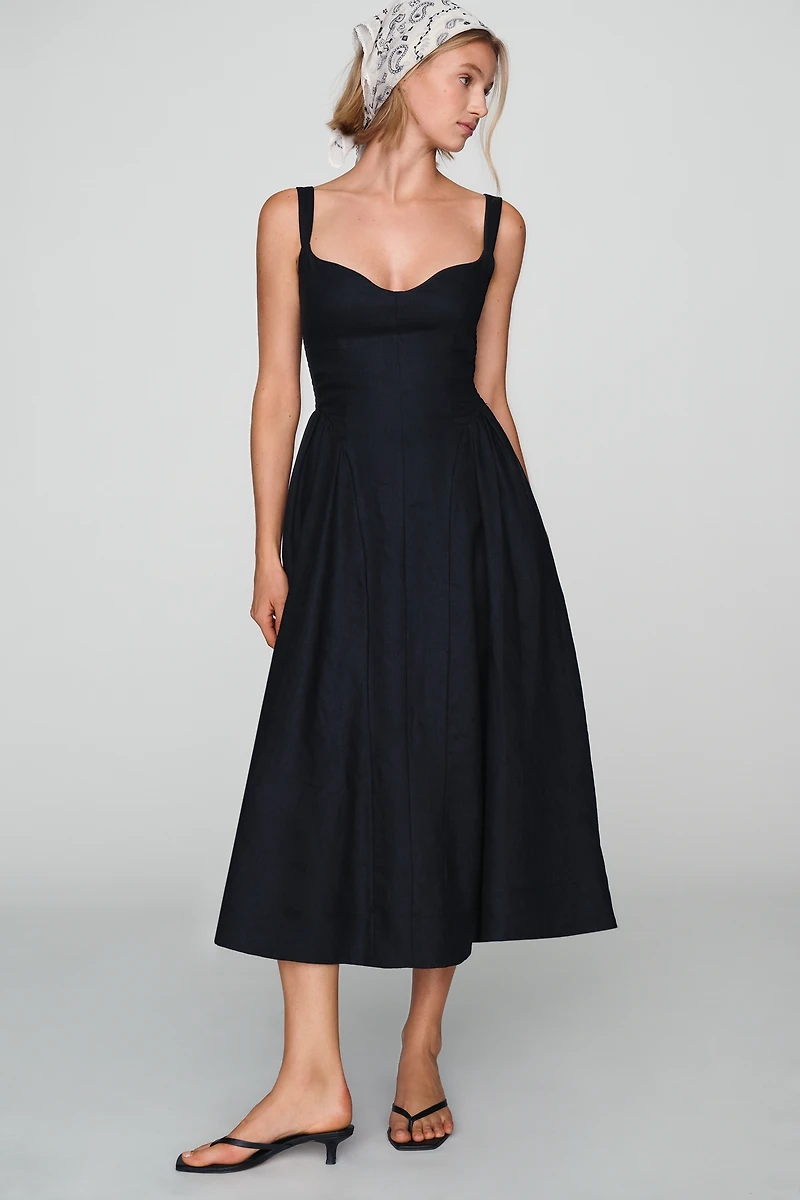 Reformation Birdie 100% Linen Midi Dress