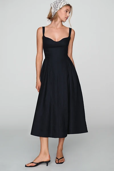 Reformation Birdie 100% Linen Midi Dress