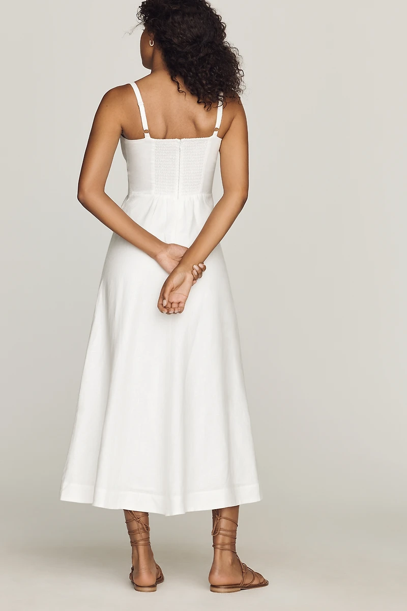 Reformation Sabine 100% Linen Midi Dress