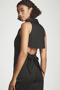 SIMONMILLER Wavy Sleeveless Back-Cutout Blouse