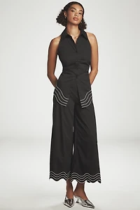 SIMONMILLER Wavy Sleeveless Back-Cutout Blouse