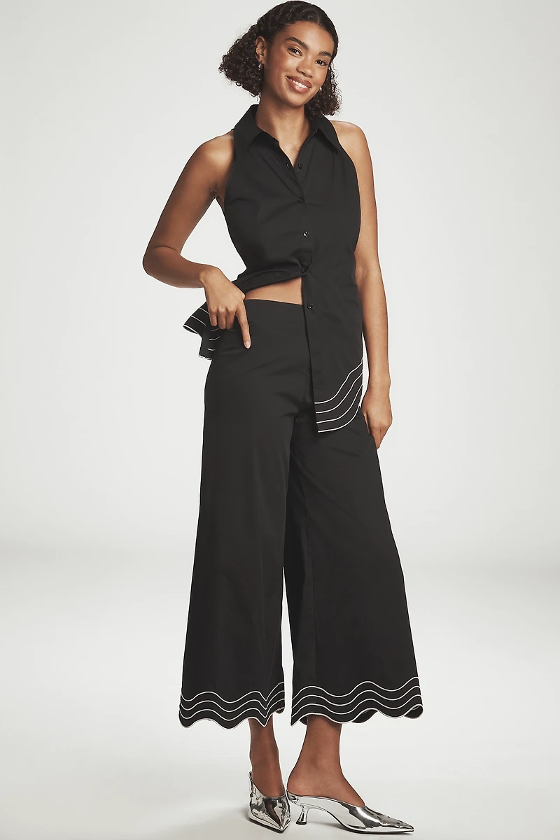 SIMONMILLER Wavy Crop Wide-Leg Pants
