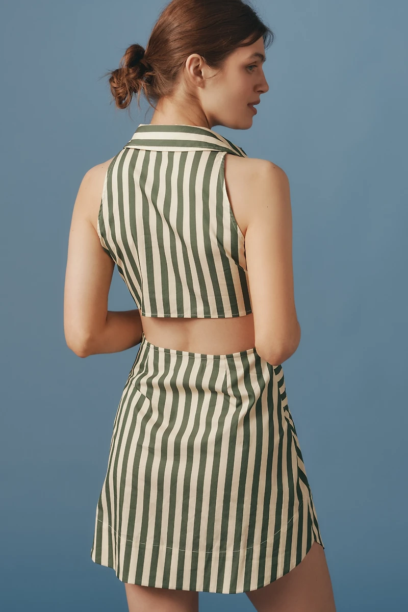 SIMONMILLER Loch Sleeveless Back-Cutout Mini Shirt Dress