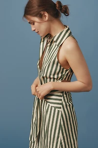 SIMONMILLER Loch Sleeveless Back-Cutout Mini Shirt Dress
